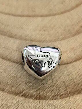 Pandora Texas Map Heart Charm Travel Pendant, S925 Silver Jewelry